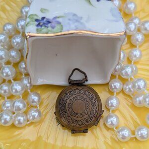 Antique Victorian Era Brass 4-Way Opening Locket Pendant, AS IS